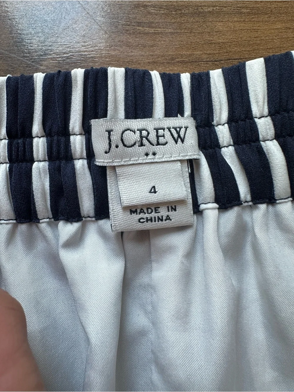 J.Crew Navy White Striped Midi Skirt Size 4 Nautical A-Line Pockets